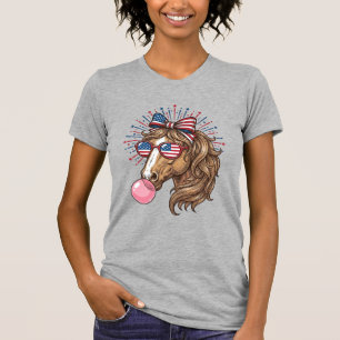 Patriotic Horse Bubble Gum Vintage Vector Shirt De