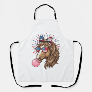 Patriotic Horse Bubble Gum Vintage Vector Shirt De Apron