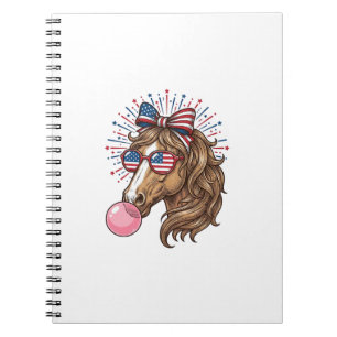 Patriotic Horse Bubble Gum Vintage Vector Shirt De Notebook