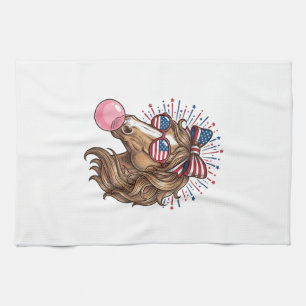Patriotic Horse Bubble Gum Vintage Vector Shirt De Tea Towel