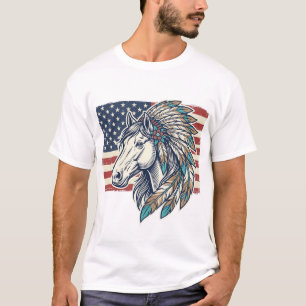 Patriotic Horse Flag Vintage Vector T-Shirt Design