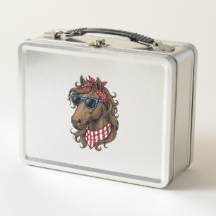 Patriotic Horse Head Vector Shirt Design_1 Metal Lunch Box