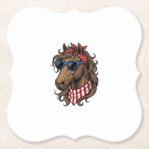 Patriotic Horse Head Vector Shirt Design_1 Paper Coaster