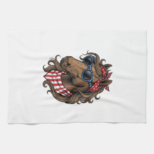 Patriotic Horse Head Vector Shirt Design_1 Tea Towel