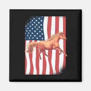 Patriotic Horse Horseback Riding American Flag Hor Magnet