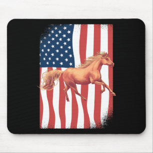Patriotic Horse Horseback Riding American Flag Hor Mouse Pad
