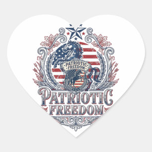 Patriotic Horse Lover Vector Graphic Tee_1 Heart Sticker