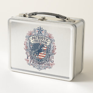 Patriotic Horse Lover Vector Graphic Tee_1 Metal Lunch Box
