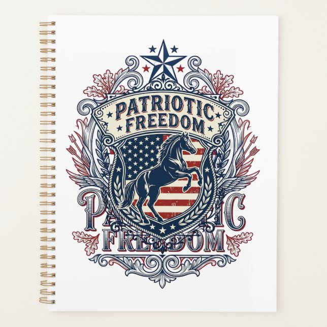 Patriotic Horse Lover Vector Graphic Tee_1 Planner (Front)