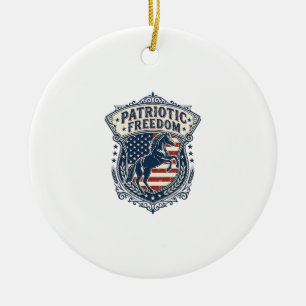 Patriotic Horse Ranch Mum Vector Graphic Tee_1 Ceramic Ornament
