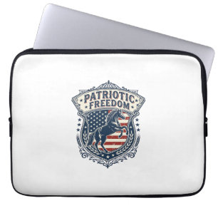 Patriotic Horse Ranch Mum Vector Graphic Tee_1 Laptop Sleeve