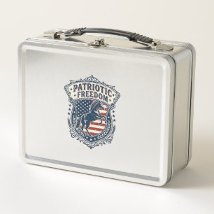 Patriotic Horse Ranch Mum Vector Graphic Tee_1 Metal Lunch Box