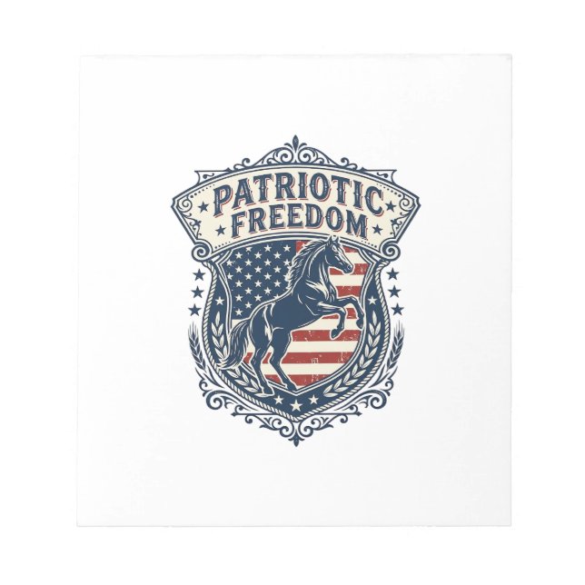 Patriotic Horse Ranch Mum Vector Graphic Tee_1 Notepad (Front)