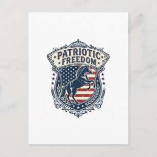Patriotic Horse Ranch Mum Vector Graphic Tee_1 Postcard