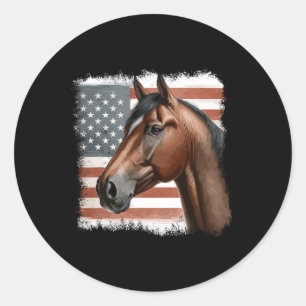 Patriotic Horse Riding2 Classic Round Sticker
