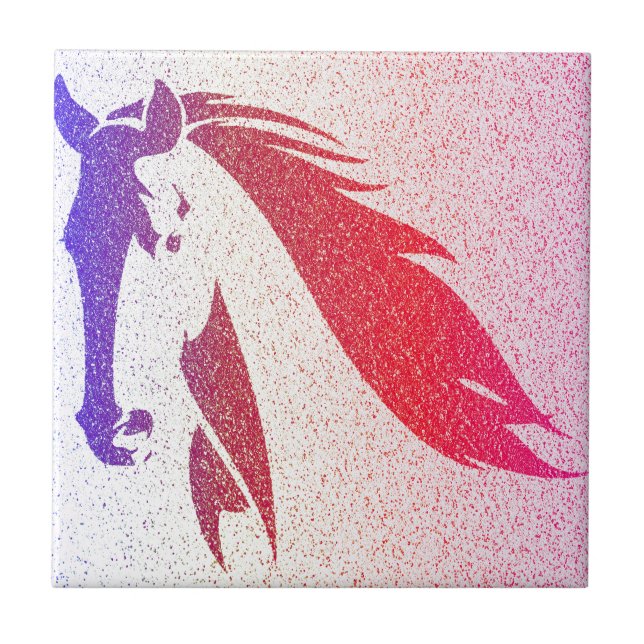 Patriotic Horse Sparkle Ceramic Tile (Front)