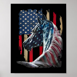 Patriotic Horse Usa Flag Vintage Horse 4th Of July Poster