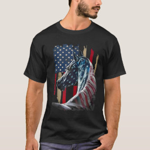 Patriotic Horse Usa Flag Vintage Horse 4th Of July T-Shirt