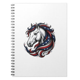 Patriotic Horse Vintage Engraving Vector Art Notebook