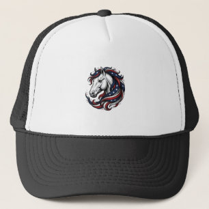 Patriotic Horse Vintage Engraving Vector Art Trucker Hat