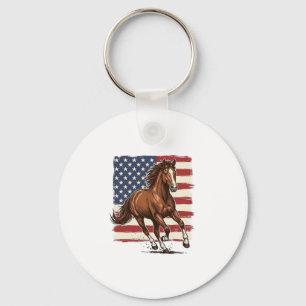 Patriotic Horse Vintage Western Vector Design_1 Key Ring