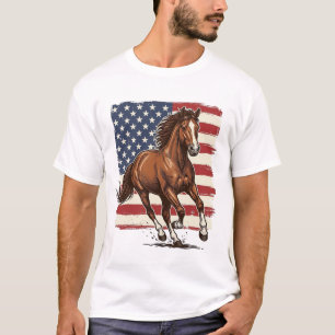 Patriotic Horse Vintage Western Vector Design_1 T-Shirt