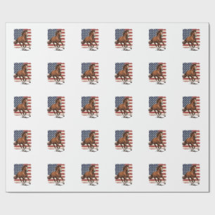 Patriotic Horse Vintage Western Vector Design_1 Wrapping Paper