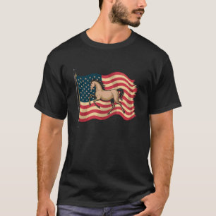 Patriotic Horse with American Flag T-Shirt