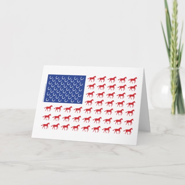 Patriotic Horses American Flag Card (Front)