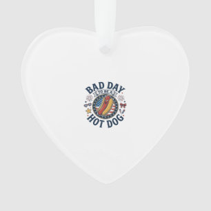 Patriotic Hot Dog Bad Day Funny 4th of July Shirt_ Ornament