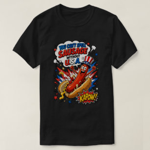 Patriotic Hot Dog USA Pop Art - Fun 4th of July T-Shirt