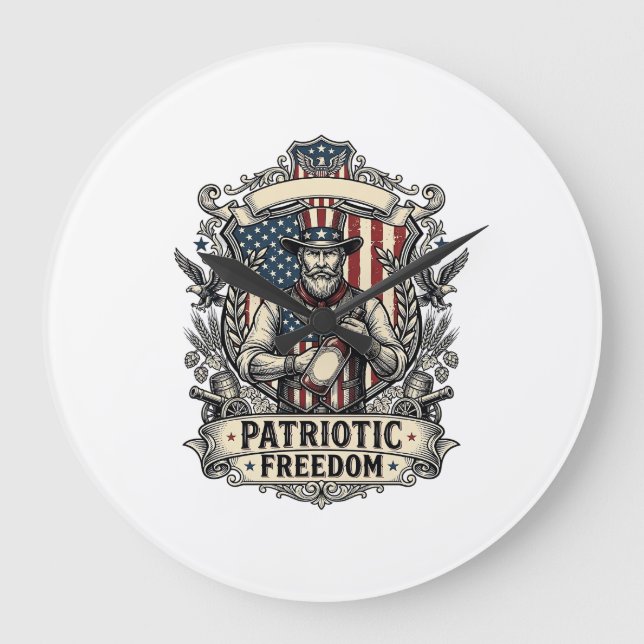 Patriotic Hot Sauce Lover Large Clock (Front)