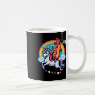 Patriotic Hotdog Riding Unicorn 4th Of July Americ Coffee Mug