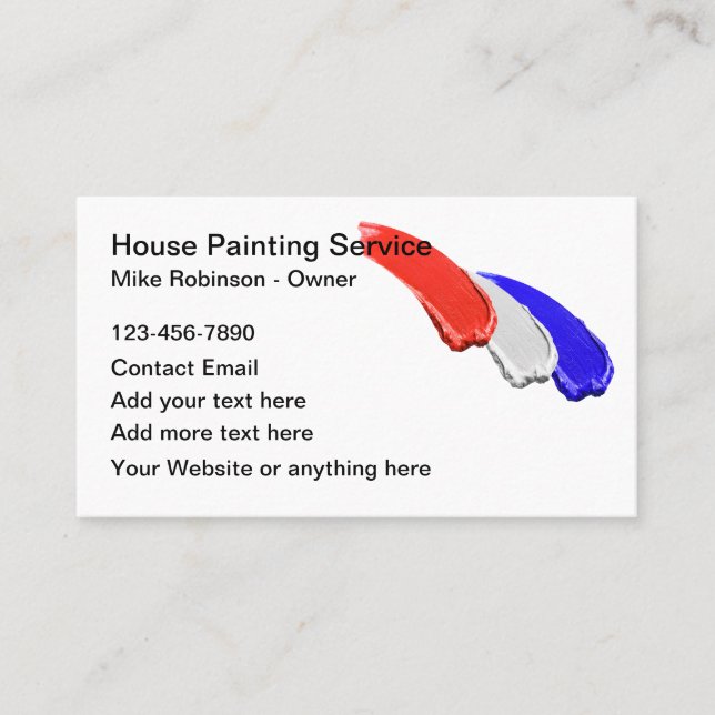 Patriotic House Painter Paint Brush Stroke Business Card (Front)