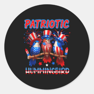 Patriotic hummingbird 4th of july three classic round sticker