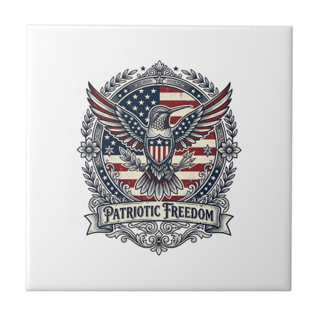 Patriotic Hummingbird Ceramic Tile (Front)