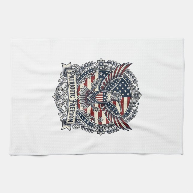 Patriotic Hummingbird Tea Towel (Horizontal)