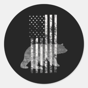 Patriotic Hunting Bear American Flag Hunters  Classic Round Sticker