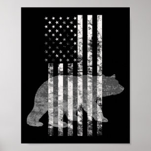 Patriotic Hunting Bear American Flag Hunters Poster
