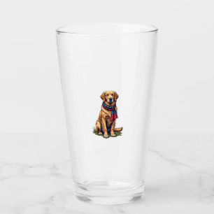 Patriotic Hunting Golden Retriever Vintage Tee 4 Glass