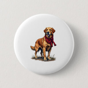 Patriotic Hunting Golden Retriever Vintage Tee 6 Cm Round Badge