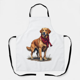 Patriotic Hunting Golden Retriever Vintage Tee Apron