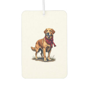 Patriotic Hunting Golden Retriever Vintage Tee Car Air Freshener