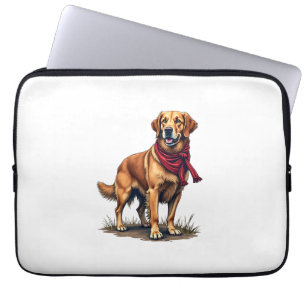 Patriotic Hunting Golden Retriever Vintage Tee Laptop Sleeve