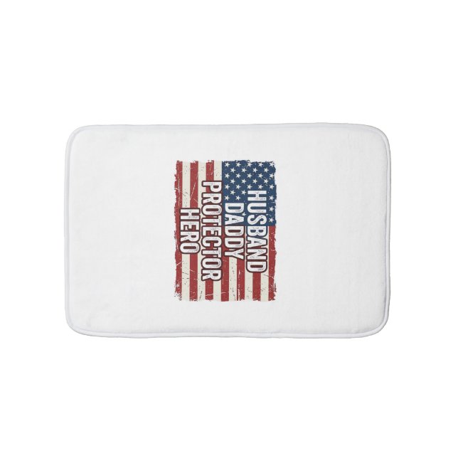 Patriotic Husband Daddy Protector Hero Flag Shirt  Bath Mat (Front)