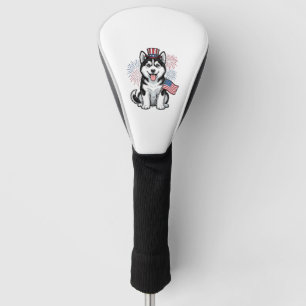 Patriotic Husky Puppy Vintage Engraving Shirt Desi Golf Head Cover