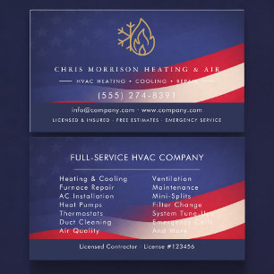 Patriotic HVAC Services Company Business Card