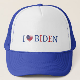 Patriotic I Heart Love Joe Biden Flag Trucker Hat