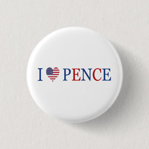Patriotic I Heart Love Mike Pence Flag 3 Cm Round Badge