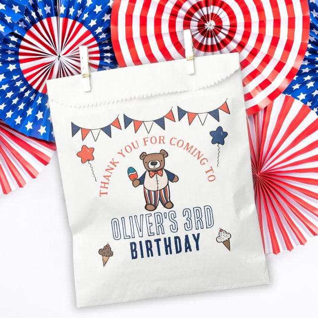 Patriotic Ice Cream Bear Boys Birthday Favour Bag (Creator Uploaded)
